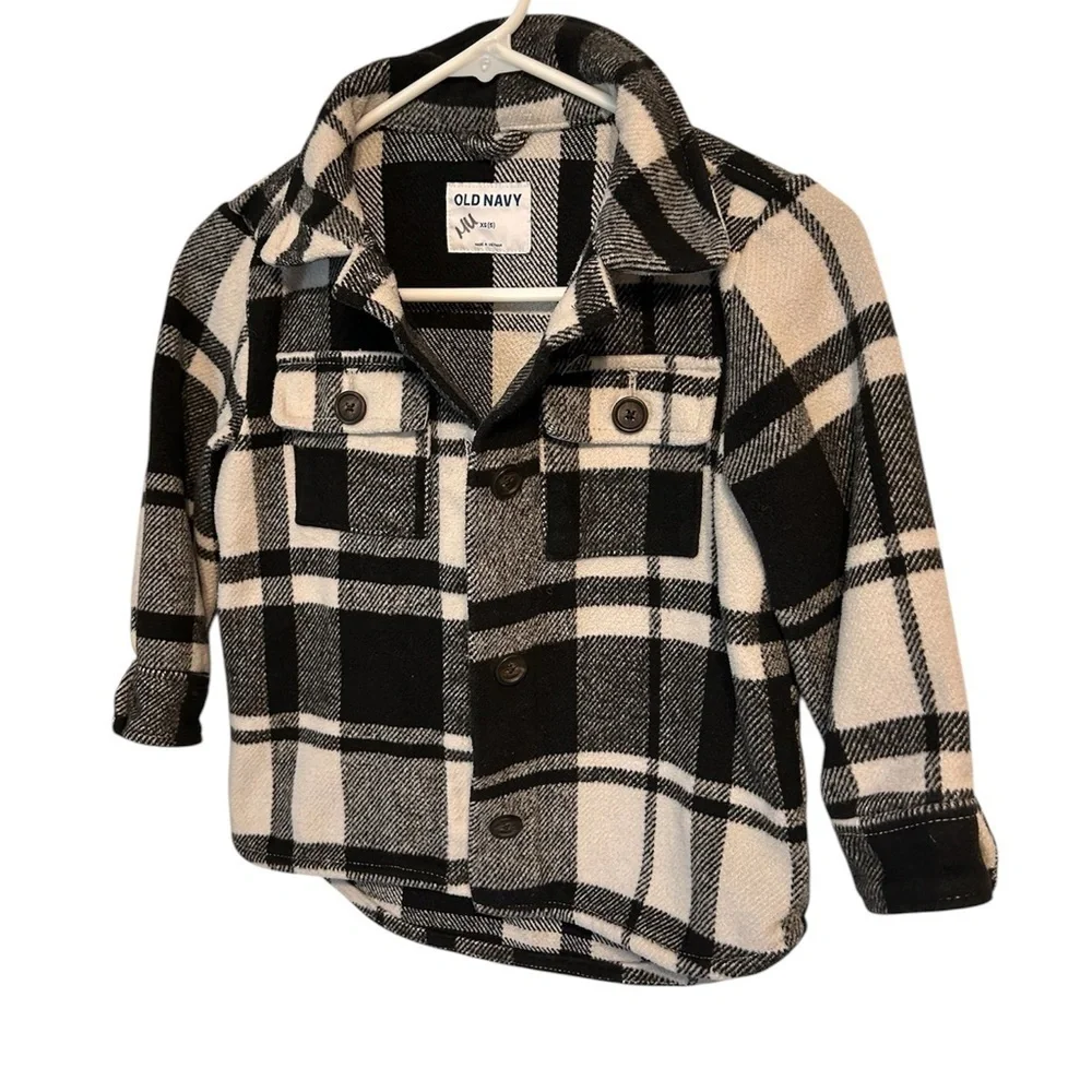 Old Navy Black and White Plaid Kids Shirt